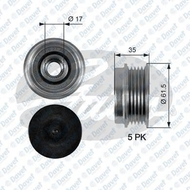 GATES OAP7033 Alternator Kasnagi (Rulmanli) Passat (96 05) A4 (01 04) A6 (97 05) Superb 1.6 1.8 19tdi  ####